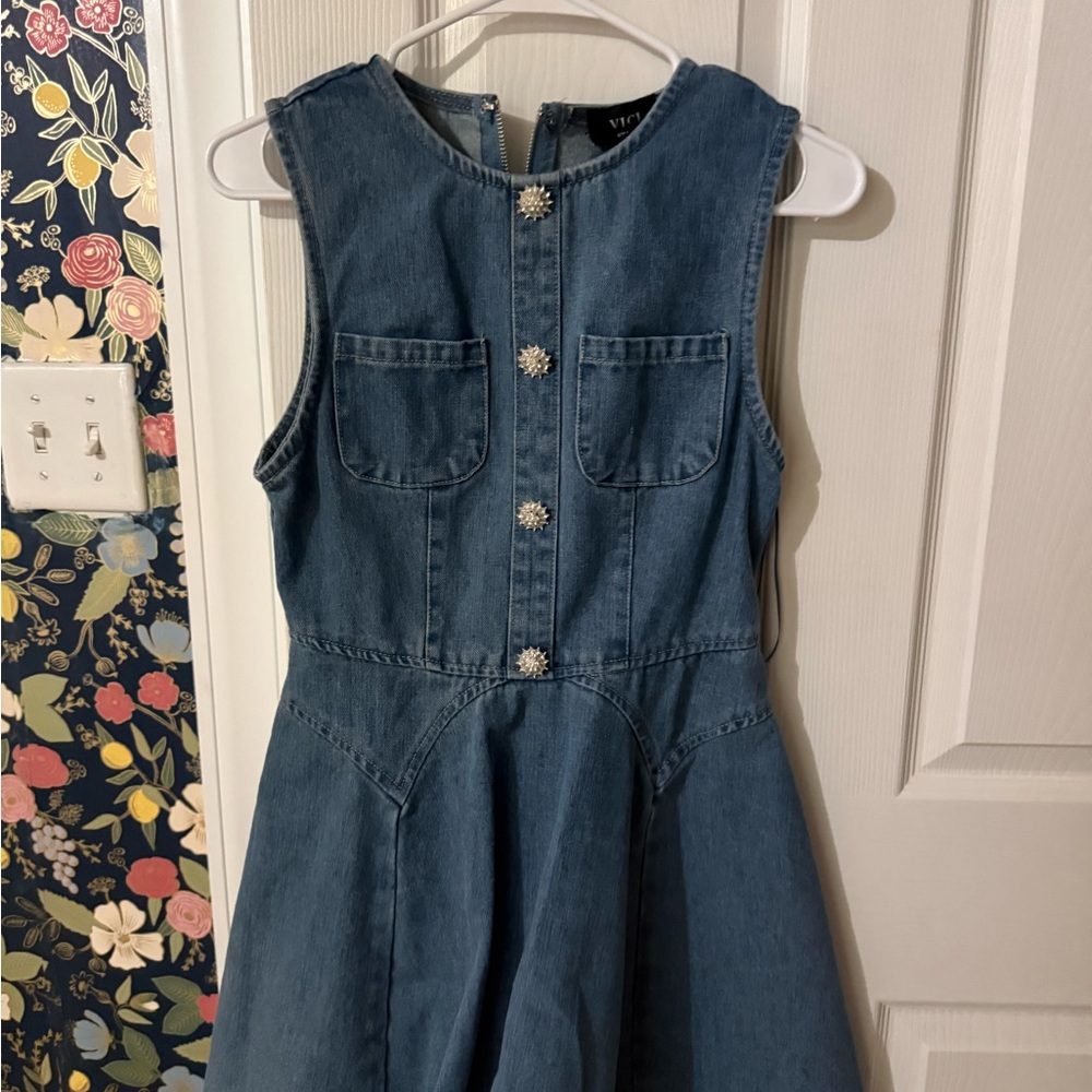 Vici Denim Mini Dress in Medium Blue